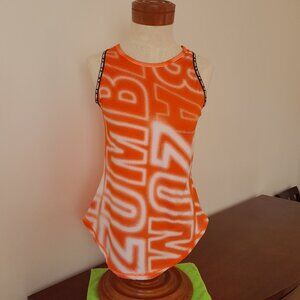ZUMBA WEAR ZW High Neck Graphic Orange Tank size Marvelous